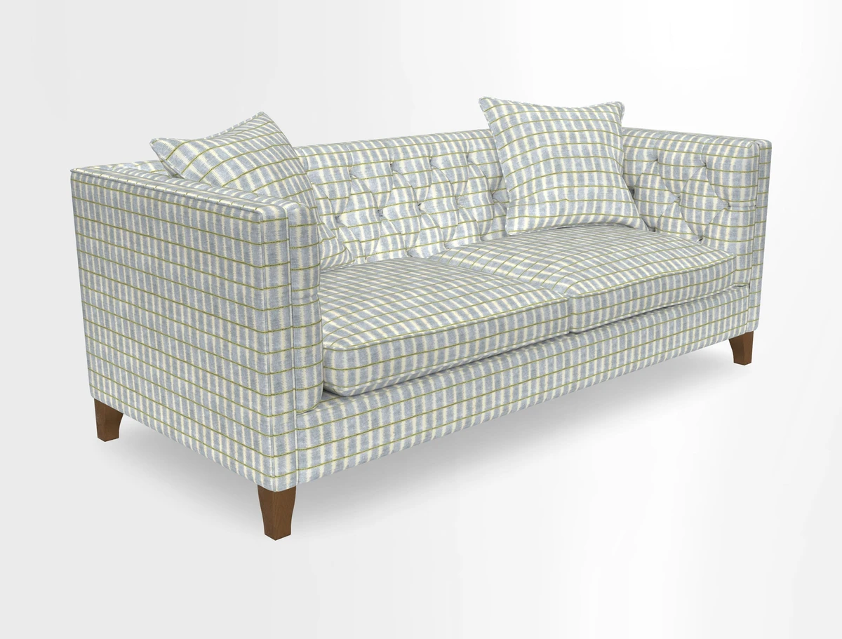 Haresfield 3 seater sofa in Whernside Spring Grass and Stockport Stripe Hunter 
