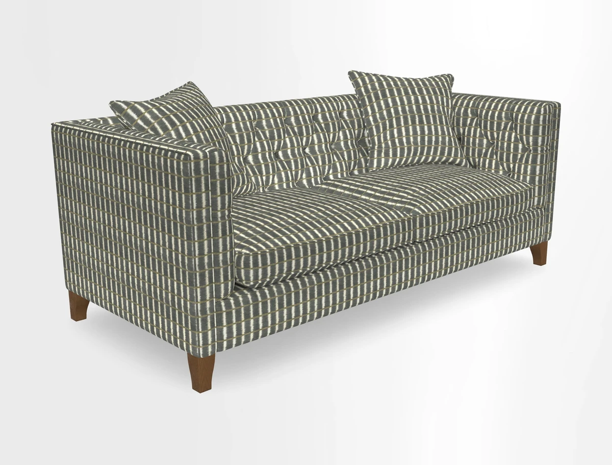 Haresfield 3 seater sofa in Whernside Spring Grass and Stockport Stripe Hunter 