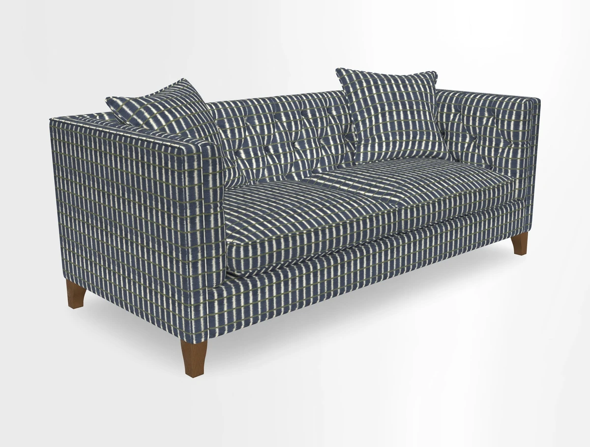 Haresfield 3 seater sofa in Whernside Spring Grass and Stockport Stripe Hunter 