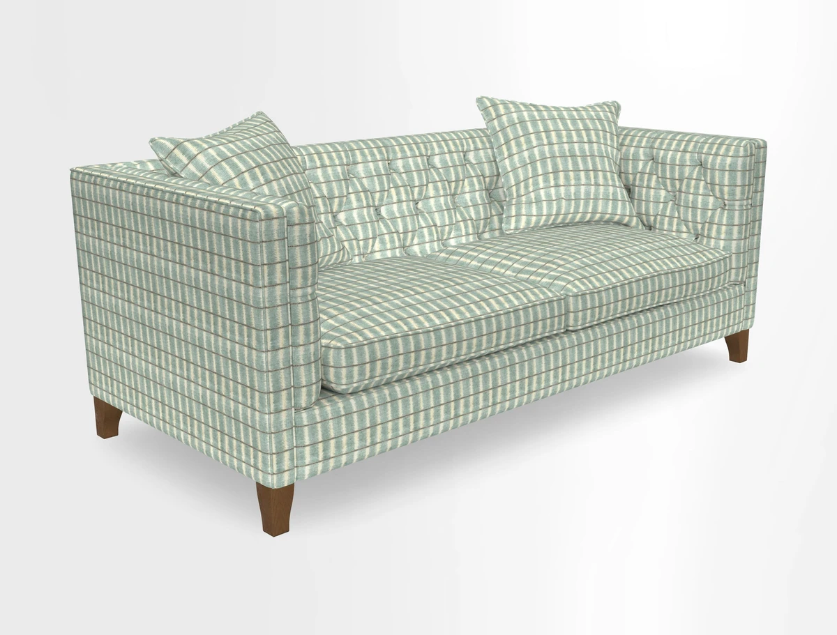Haresfield 3 seater sofa in Whernside Spring Grass and Stockport Stripe Hunter 