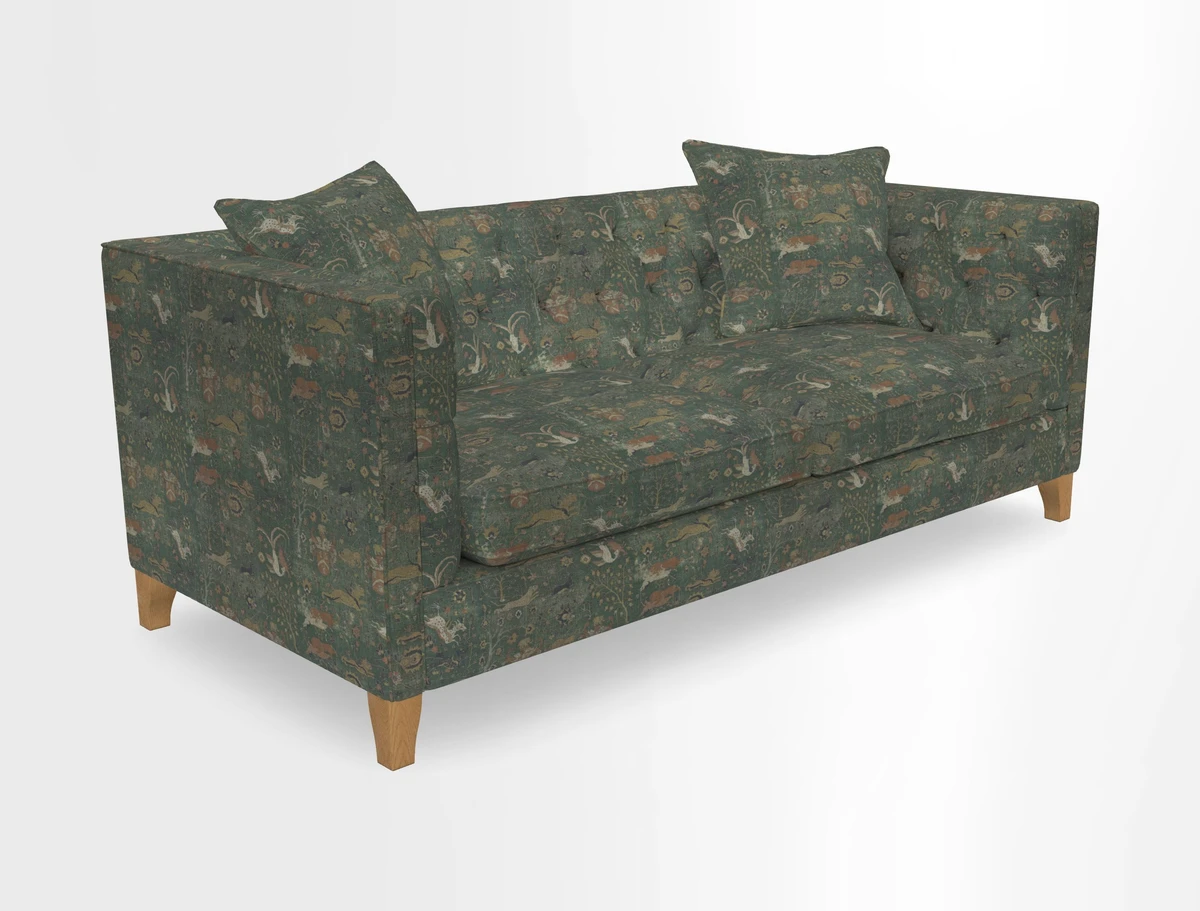 Haresfield 3 seater sofa in Whernside Spring Grass and Stockport Stripe Hunter 