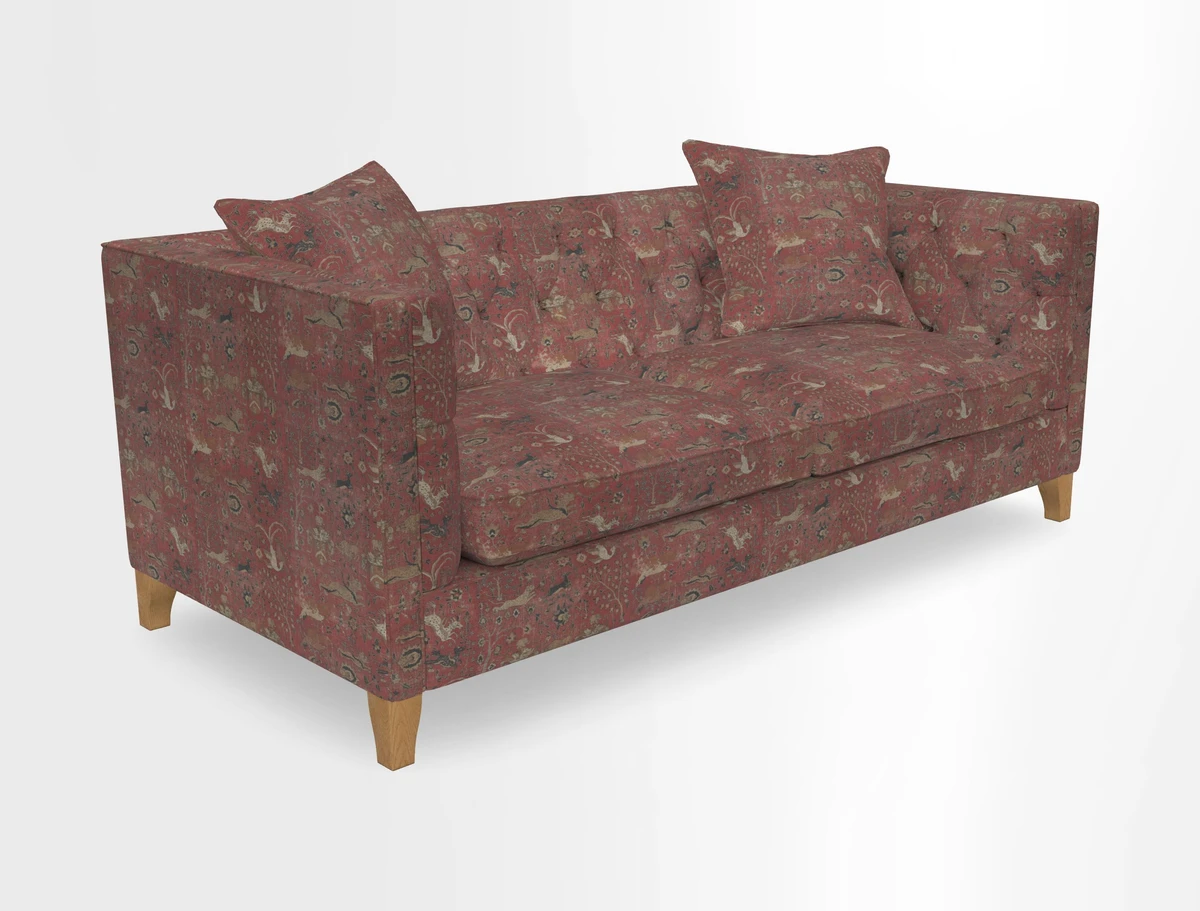Haresfield 3 seater sofa in Whernside Spring Grass and Stockport Stripe Hunter 