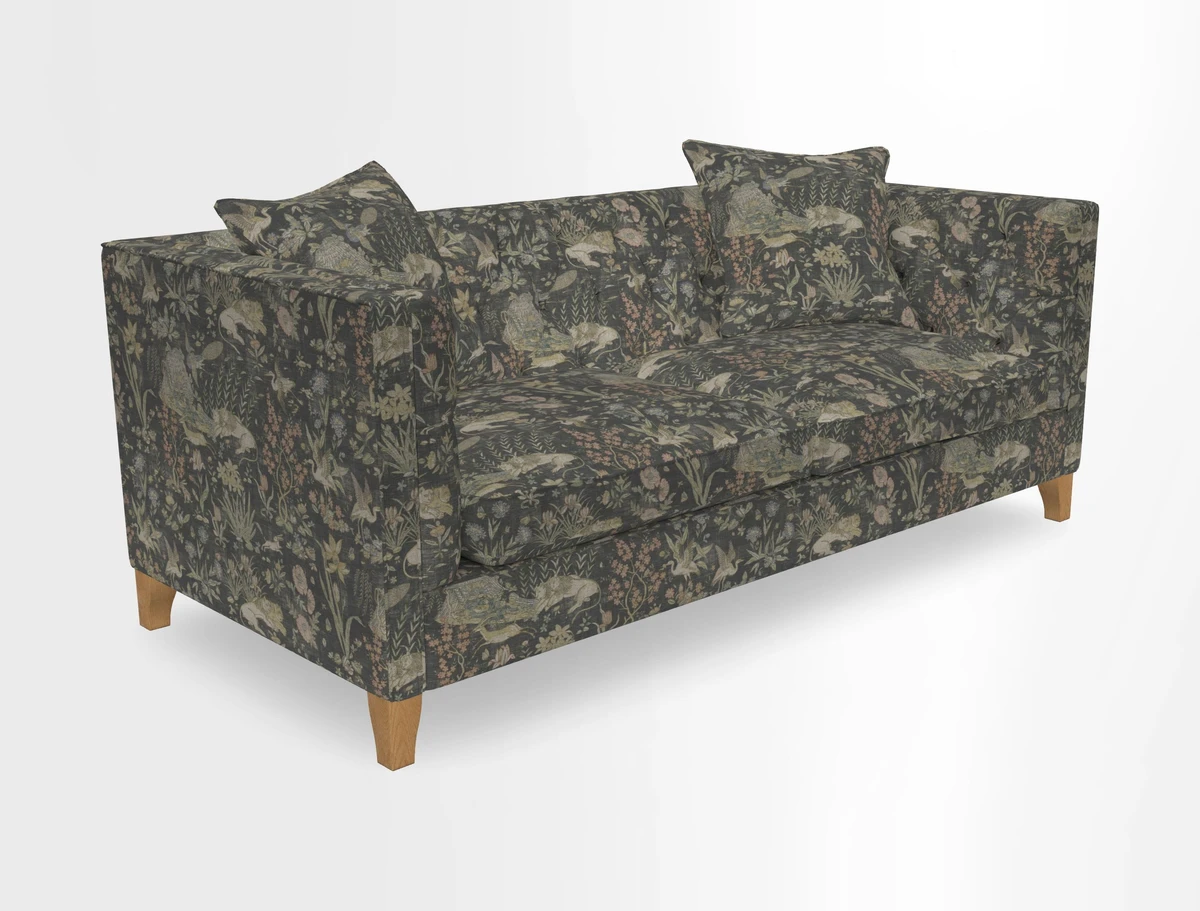Haresfield 3 seater sofa in Whernside Spring Grass and Stockport Stripe Hunter 