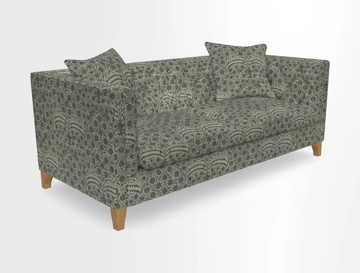 Haresfield 3 seater sofa in Whernside Spring Grass and Stockport Stripe Hunter 
