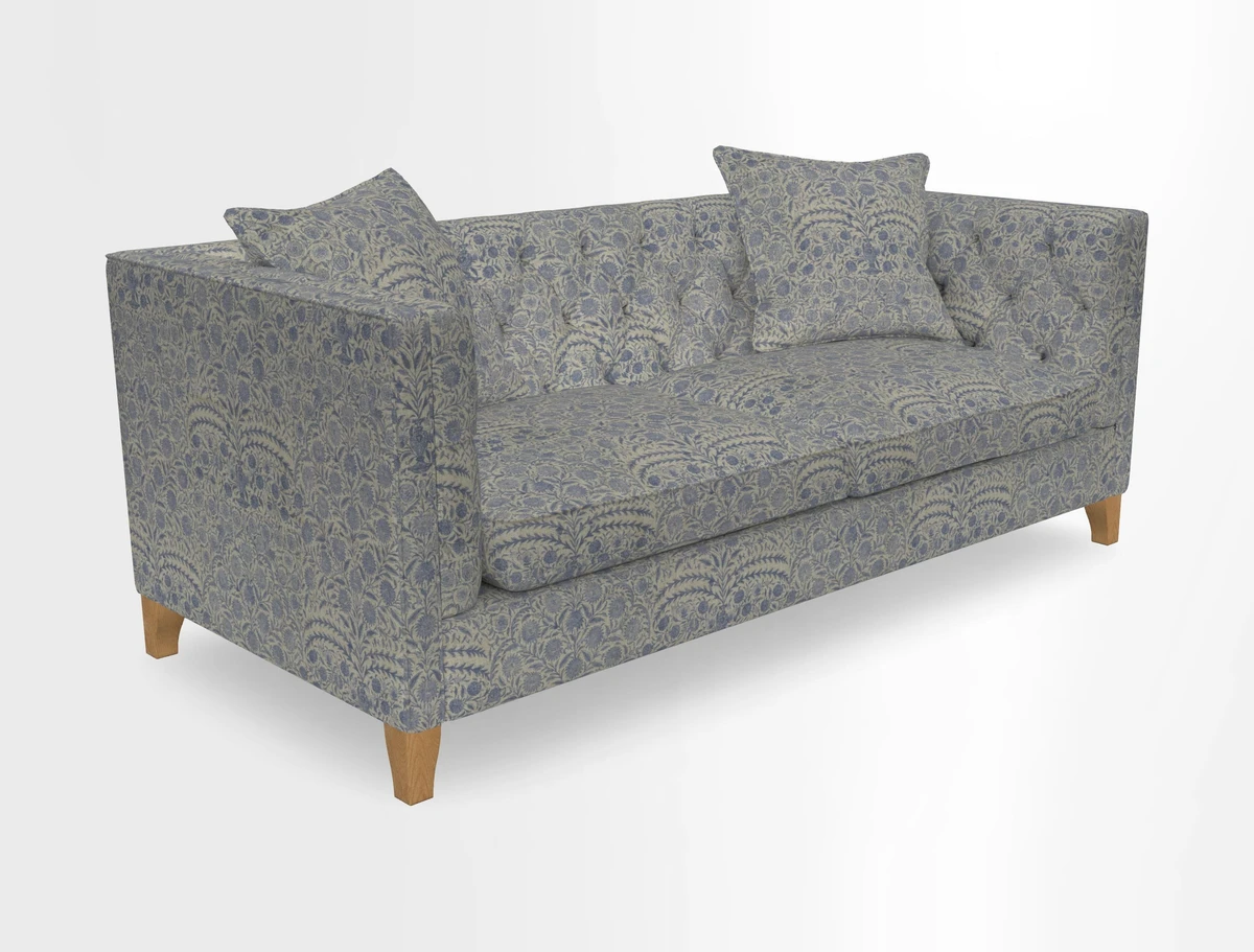 Haresfield 3 seater sofa in Whernside Spring Grass and Stockport Stripe Hunter 