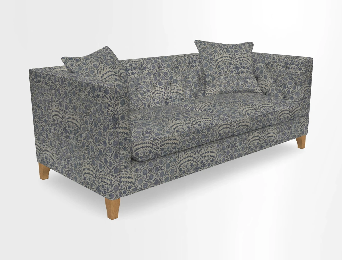 Haresfield 3 seater sofa in Whernside Spring Grass and Stockport Stripe Hunter 