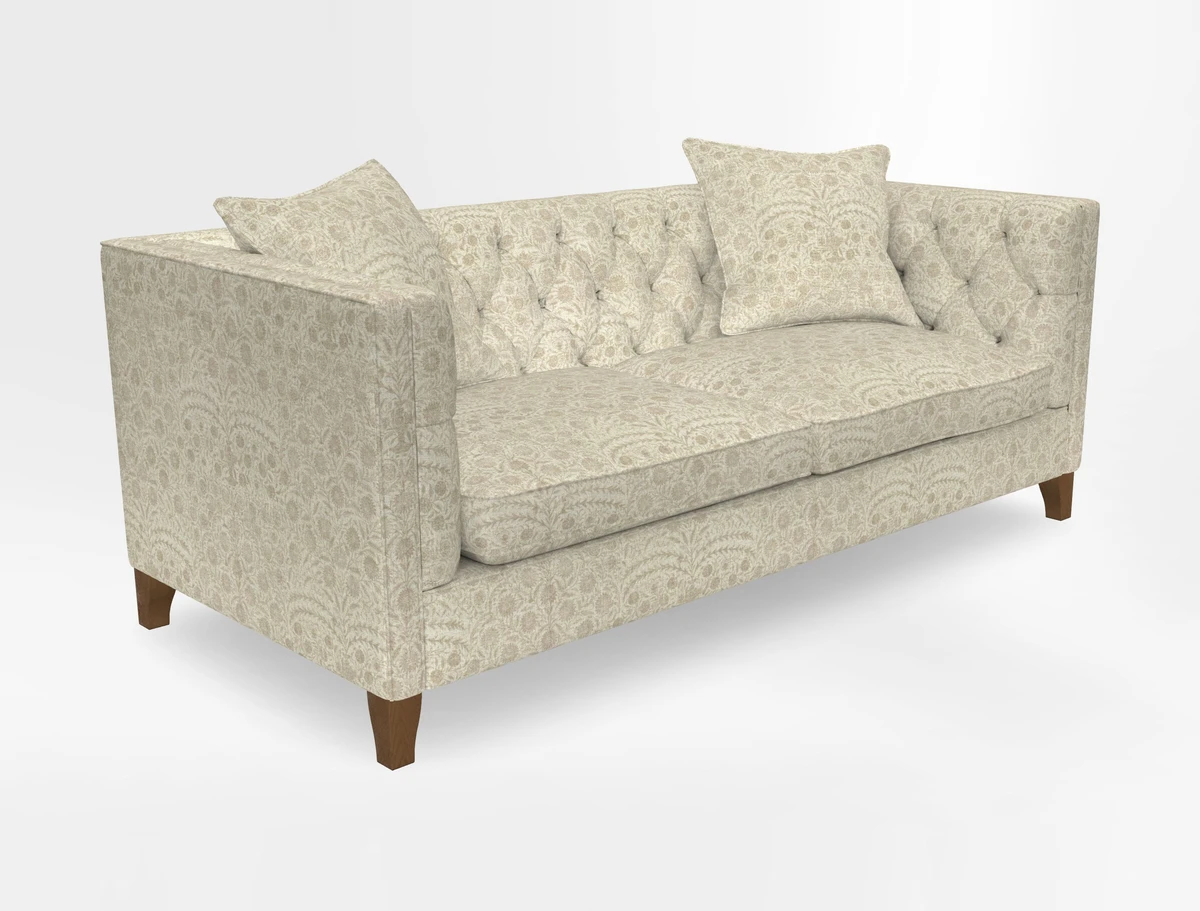 Haresfield 3 seater sofa in Whernside Spring Grass and Stockport Stripe Hunter 