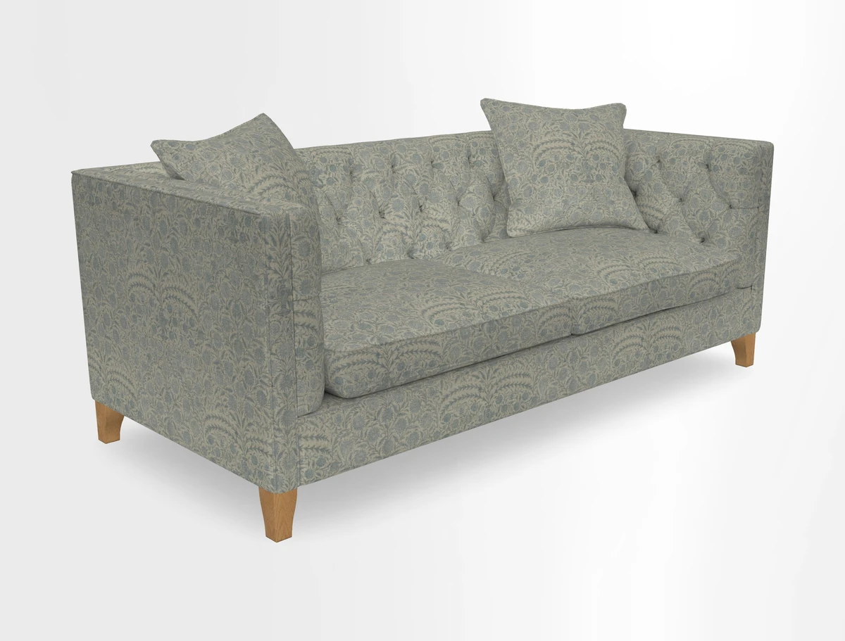 Haresfield 3 seater sofa in Whernside Spring Grass and Stockport Stripe Hunter 