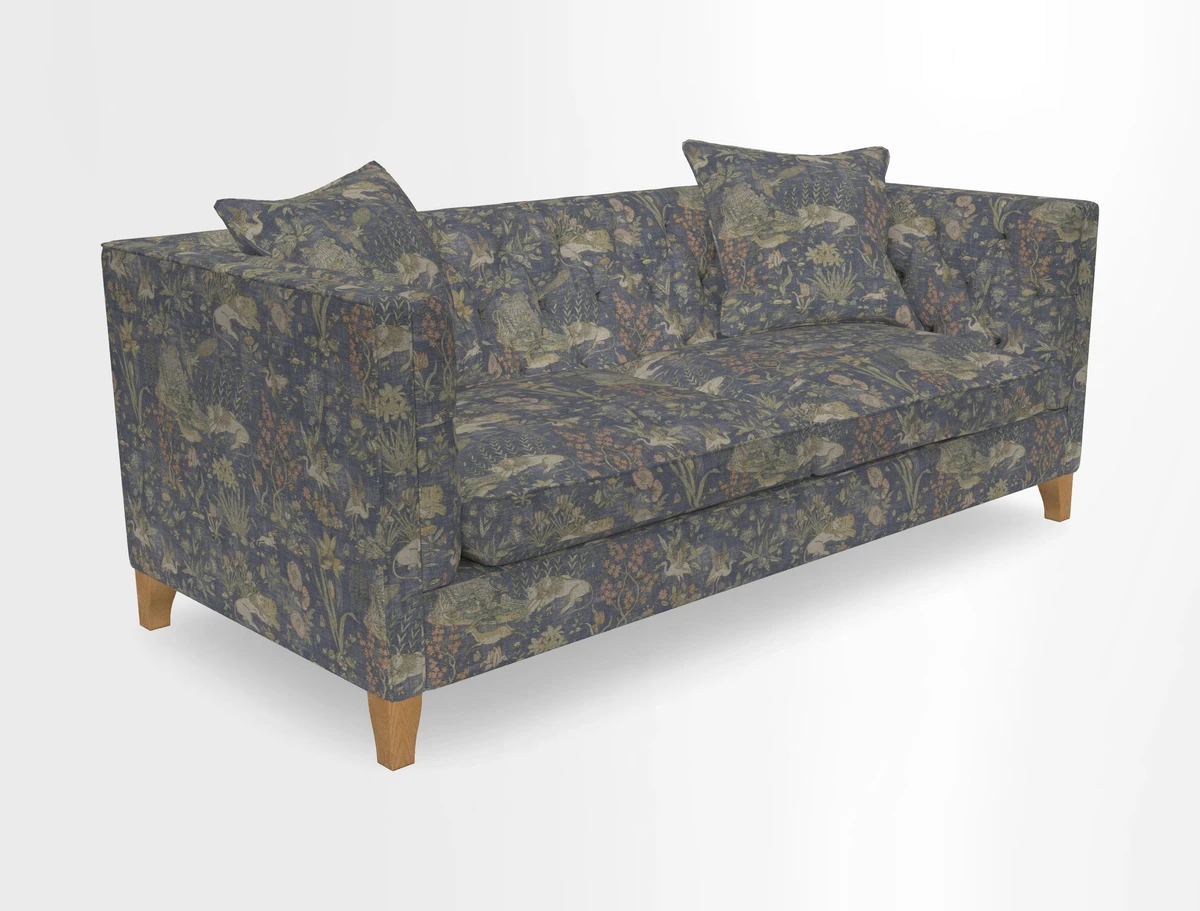Haresfield 3 seater sofa in Whernside Spring Grass and Stockport Stripe Hunter 