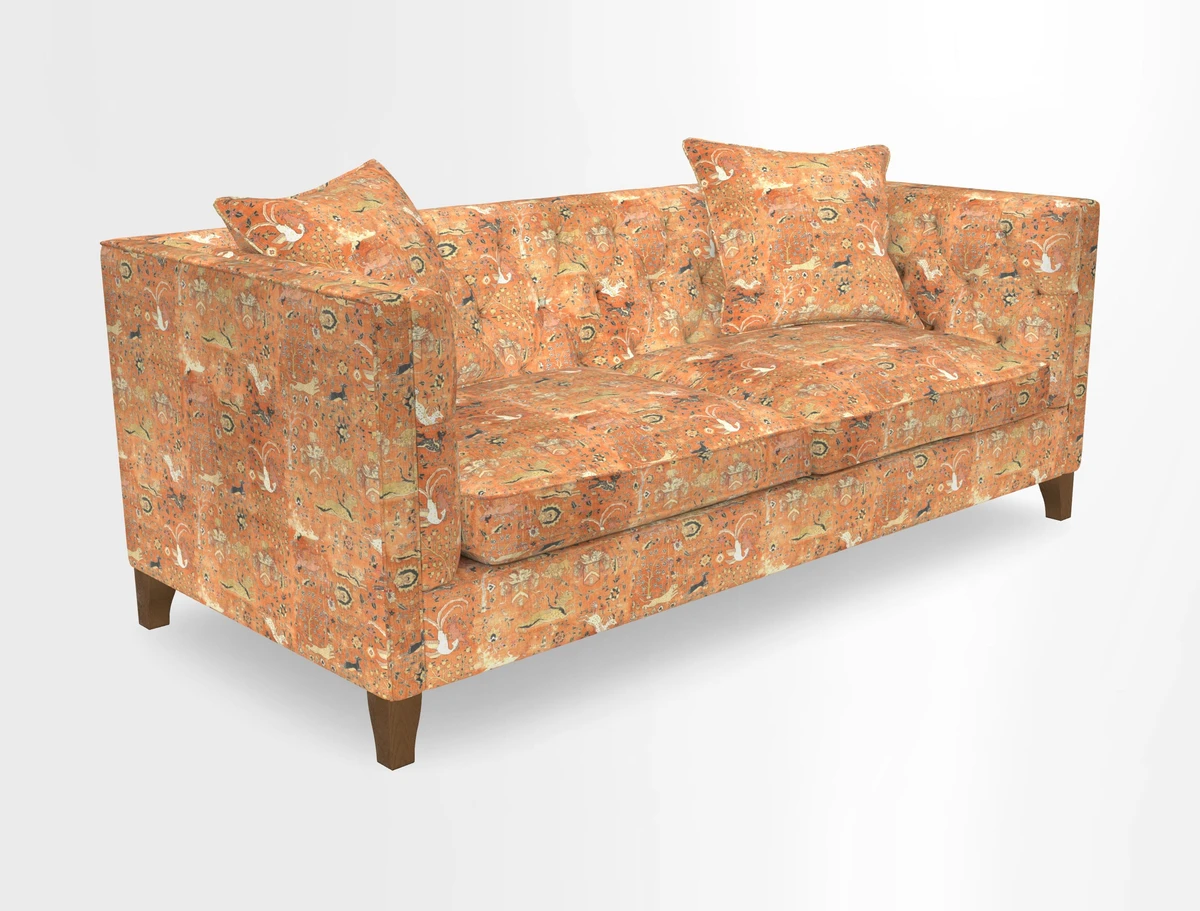 Haresfield 3 seater sofa in Whernside Spring Grass and Stockport Stripe Hunter 