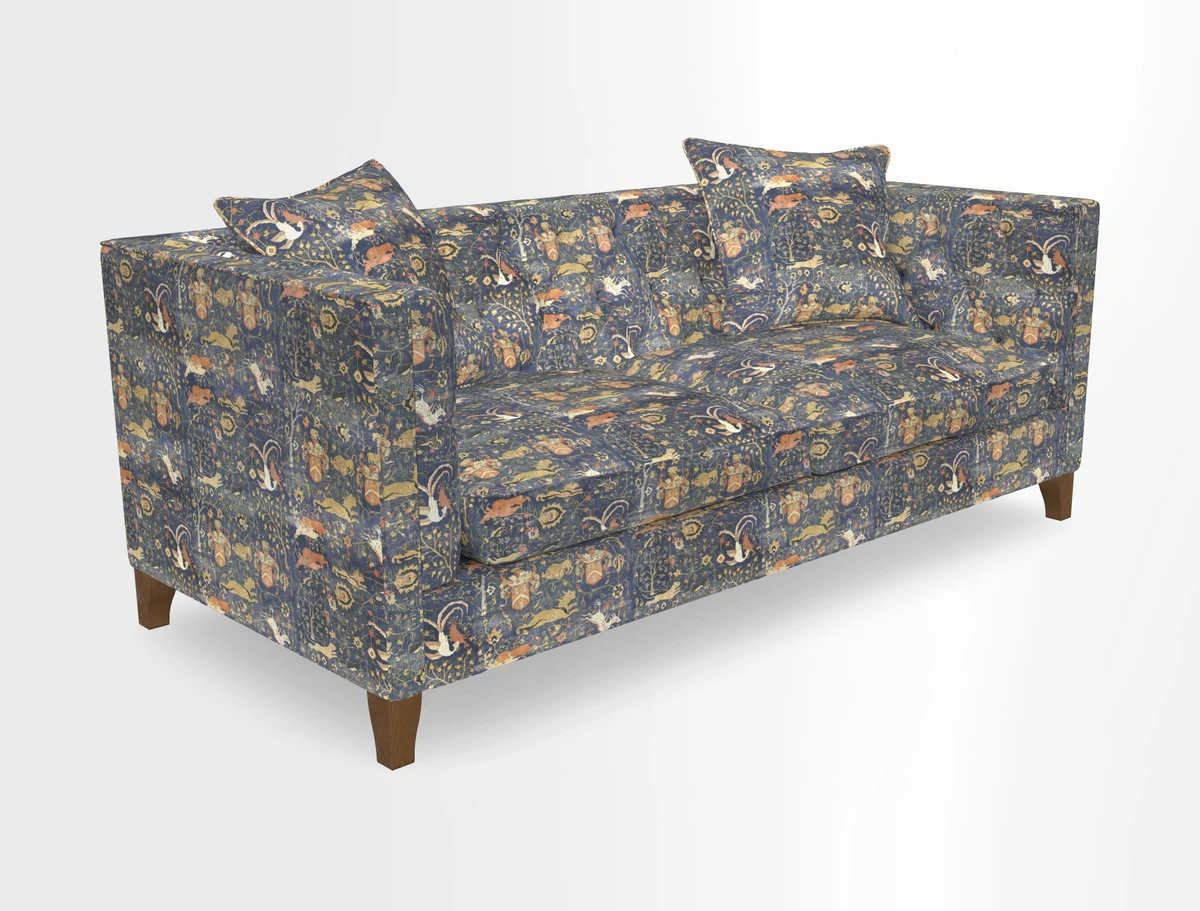 Haresfield 3 seater sofa in Whernside Spring Grass and Stockport Stripe Hunter 