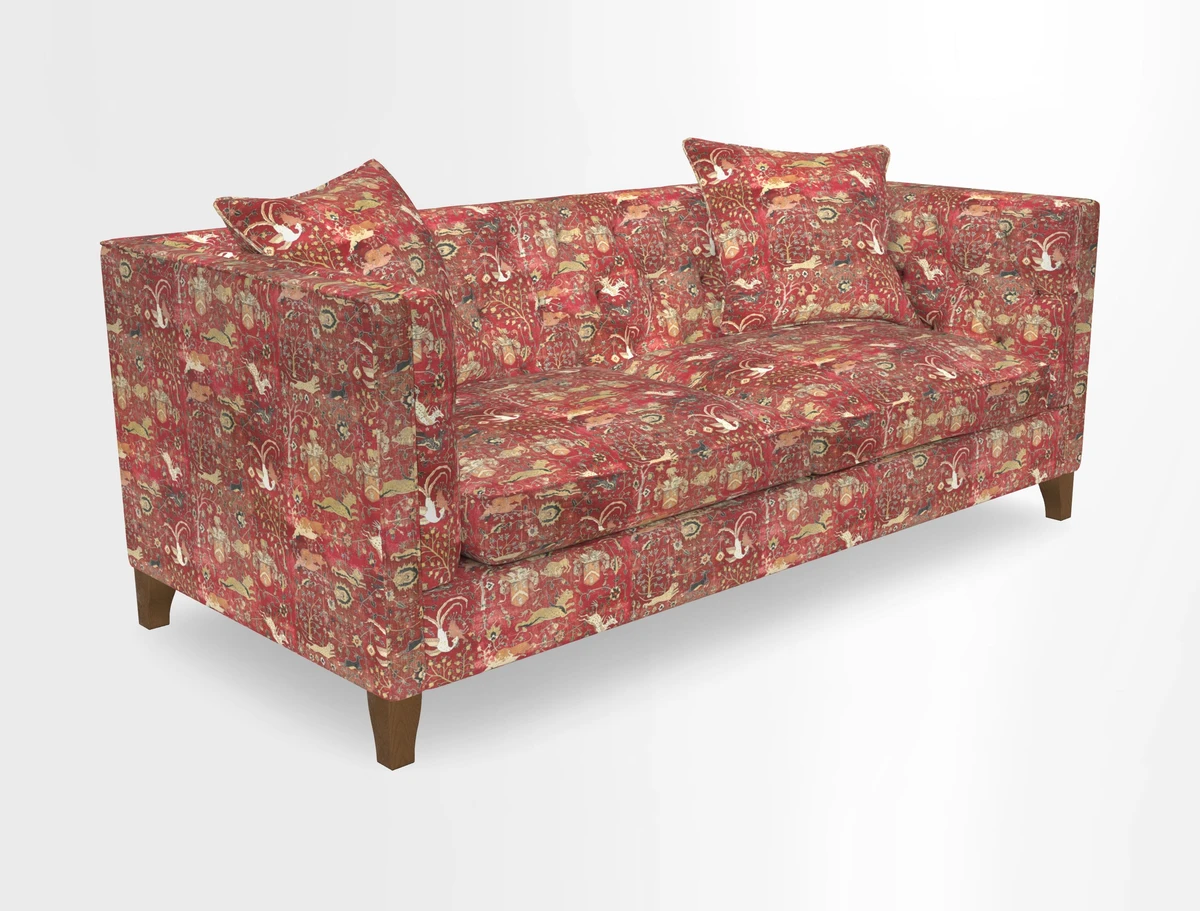 Haresfield 3 seater sofa in Whernside Spring Grass and Stockport Stripe Hunter 