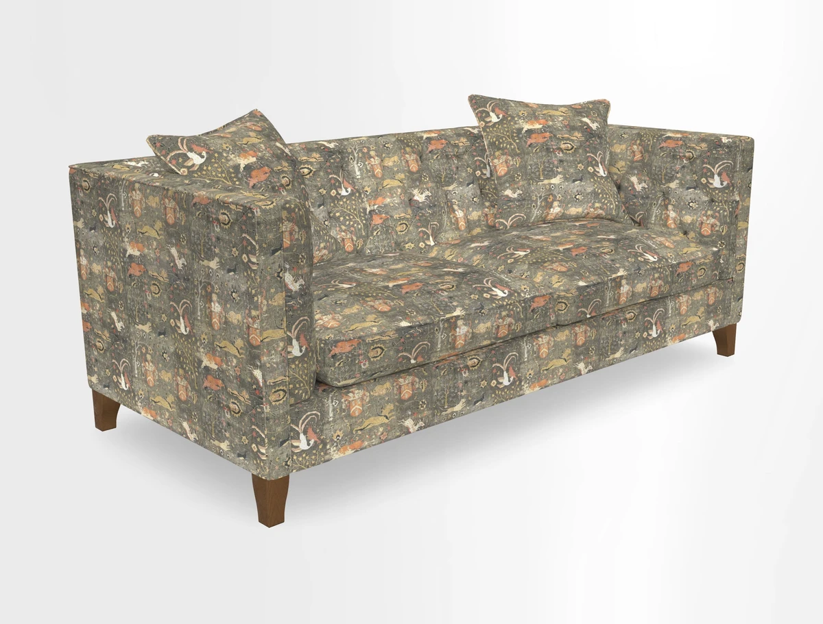 Haresfield 3 seater sofa in Whernside Spring Grass and Stockport Stripe Hunter 