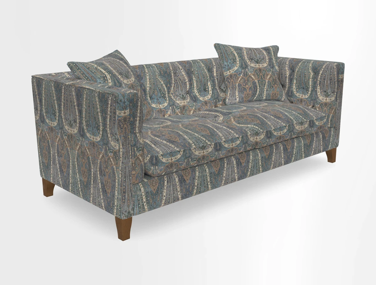 Haresfield 3 seater sofa in Whernside Spring Grass and Stockport Stripe Hunter 