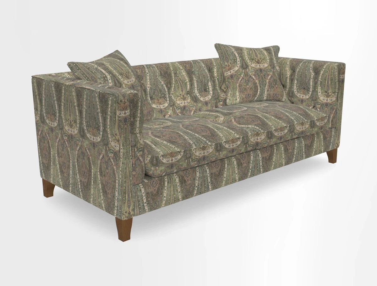 Haresfield 3 seater sofa in Whernside Spring Grass and Stockport Stripe Hunter 