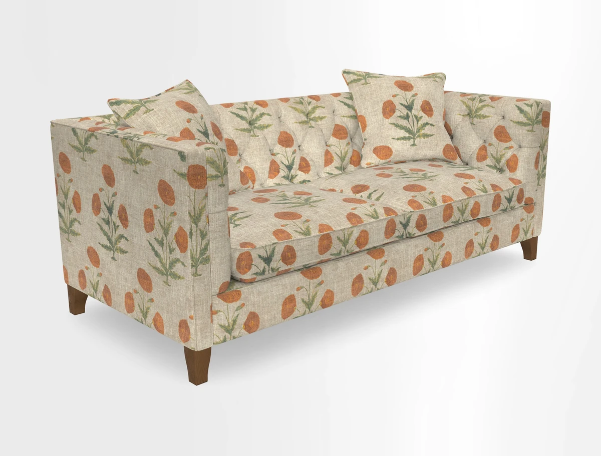 Haresfield 3 seater sofa in Whernside Spring Grass and Stockport Stripe Hunter 