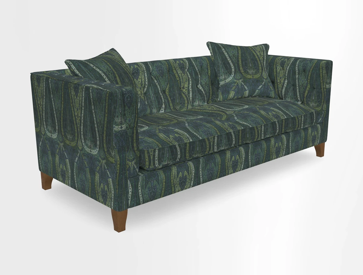 Haresfield 3 seater sofa in Whernside Spring Grass and Stockport Stripe Hunter 