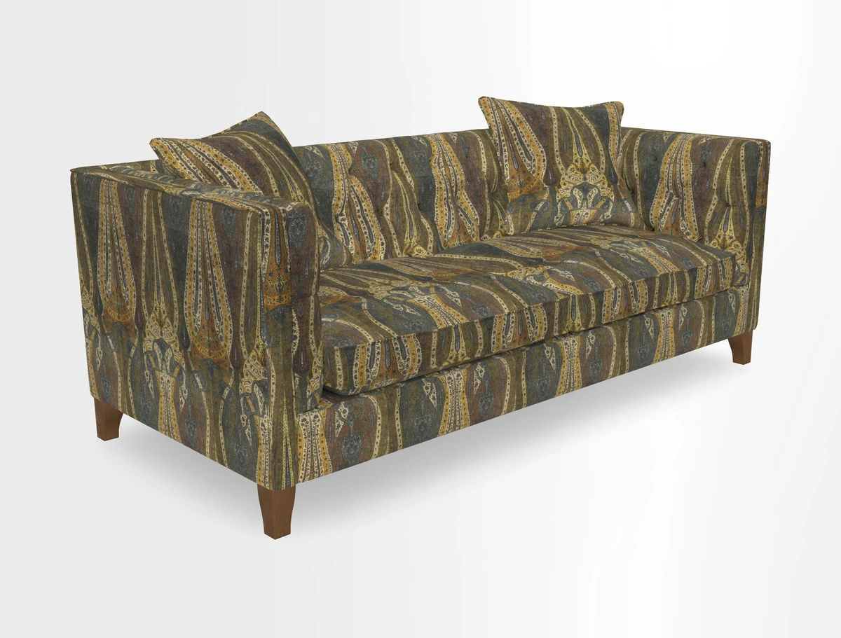 Haresfield 3 seater sofa in Whernside Spring Grass and Stockport Stripe Hunter 