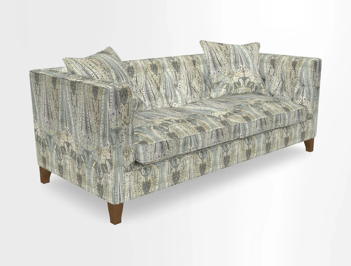 Haresfield 3 seater sofa in Whernside Spring Grass and Stockport Stripe Hunter 