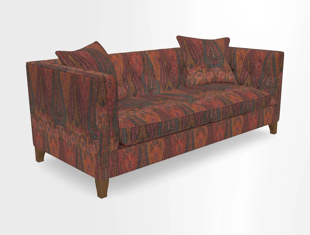 Haresfield 3 seater sofa in Whernside Spring Grass and Stockport Stripe Hunter 