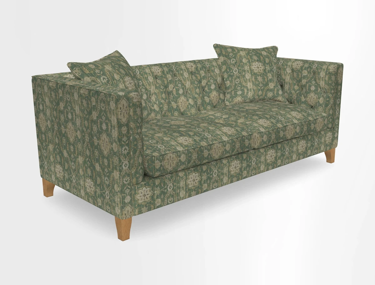 Haresfield 3 seater sofa in Whernside Spring Grass and Stockport Stripe Hunter 