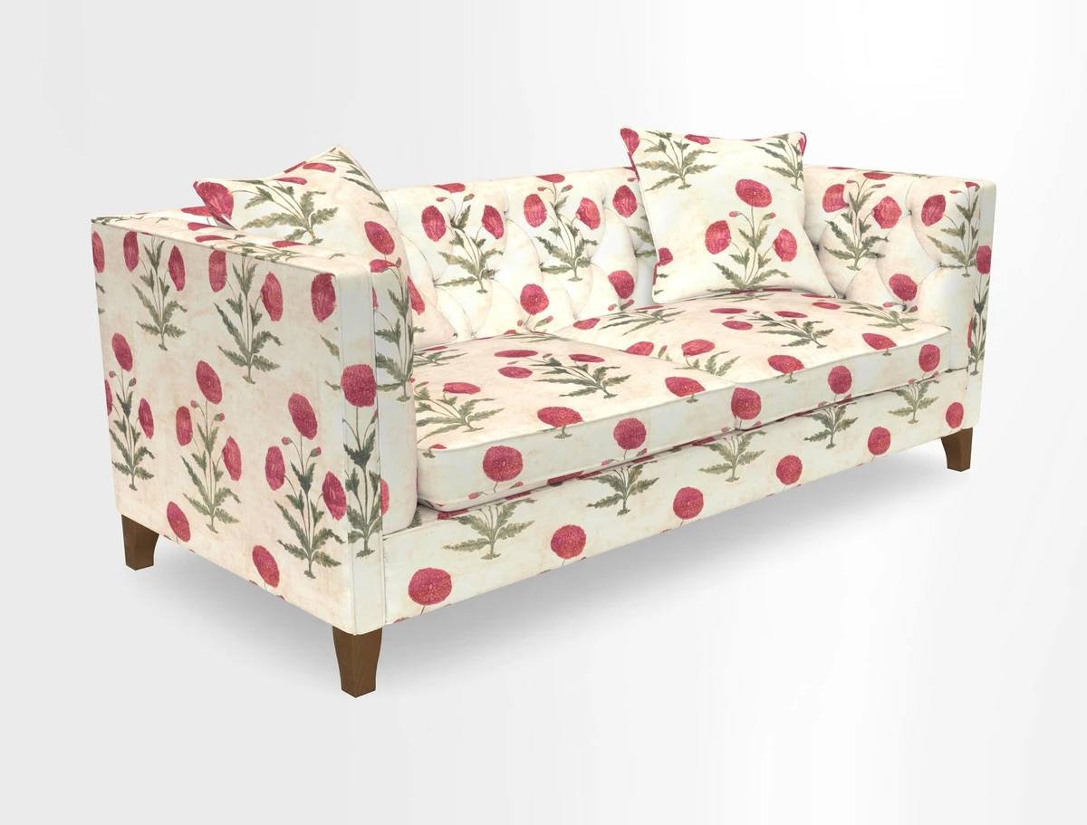 Haresfield 3 seater sofa in Whernside Spring Grass and Stockport Stripe Hunter 