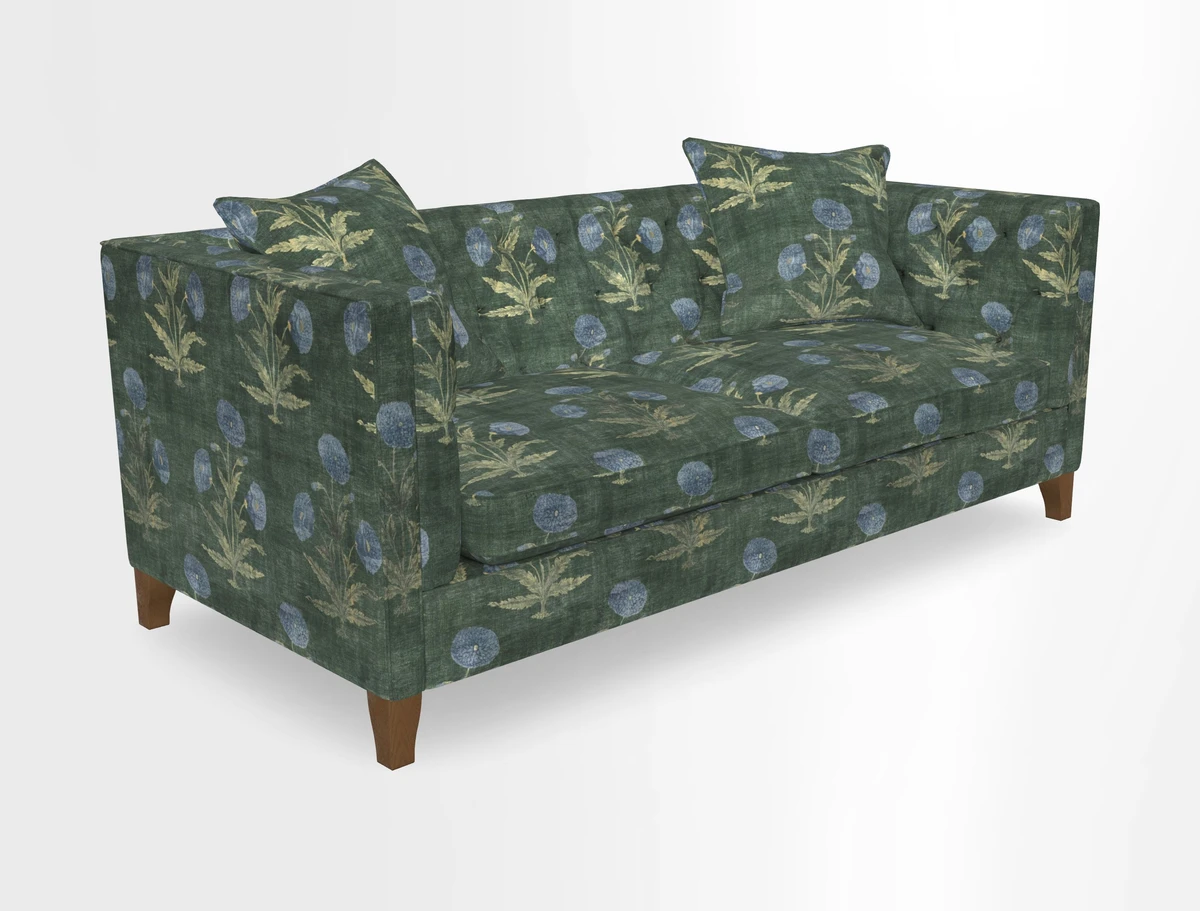 Haresfield 3 seater sofa in Whernside Spring Grass and Stockport Stripe Hunter 