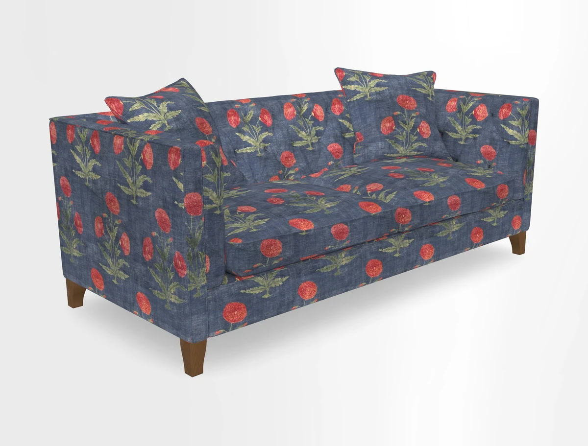 Haresfield 3 seater sofa in Whernside Spring Grass and Stockport Stripe Hunter 