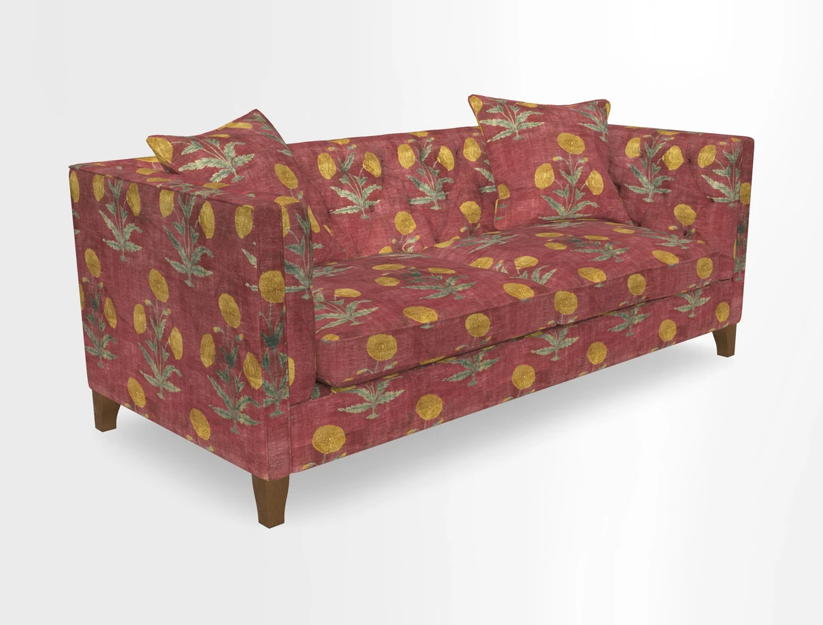 Haresfield 3 seater sofa in Whernside Spring Grass and Stockport Stripe Hunter 