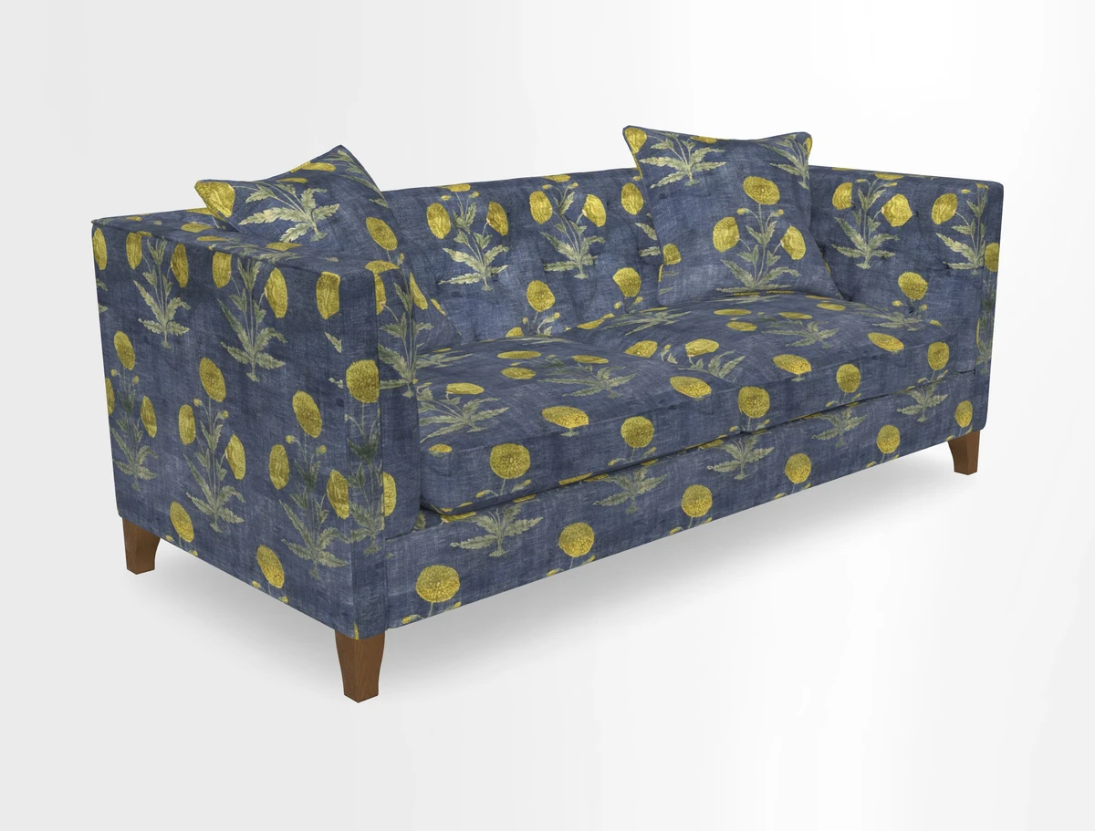 Haresfield 3 seater sofa in Whernside Spring Grass and Stockport Stripe Hunter 