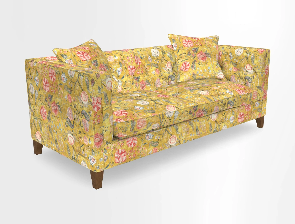 Haresfield 3 seater sofa in Whernside Spring Grass and Stockport Stripe Hunter 