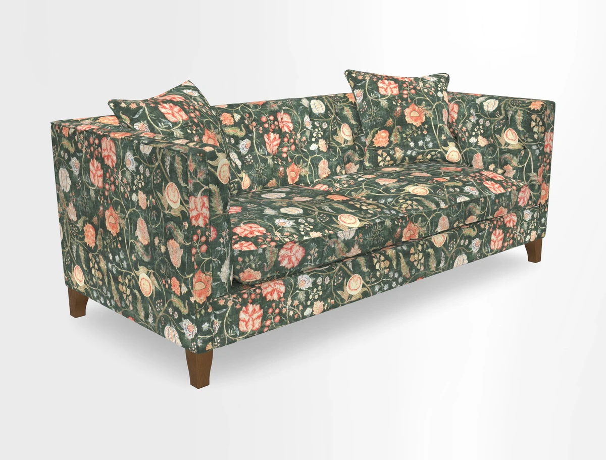 Haresfield 3 seater sofa in Whernside Spring Grass and Stockport Stripe Hunter 