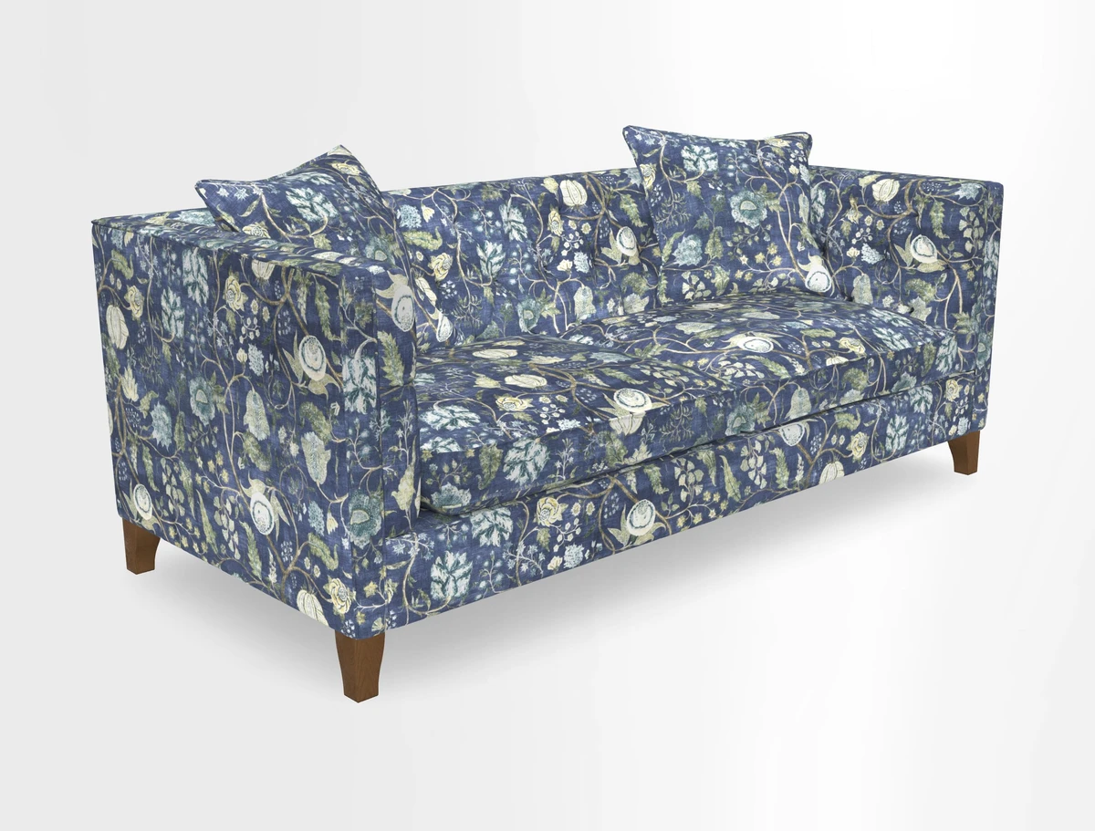 Haresfield 3 seater sofa in Whernside Spring Grass and Stockport Stripe Hunter 