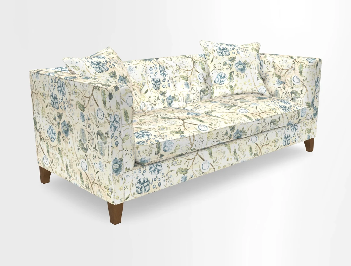 Haresfield 3 seater sofa in Whernside Spring Grass and Stockport Stripe Hunter 