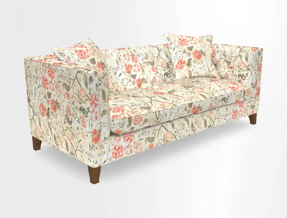 Haresfield 3 seater sofa in Whernside Spring Grass and Stockport Stripe Hunter 