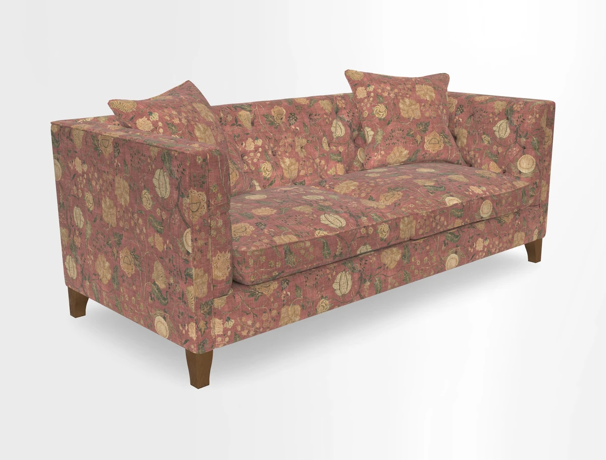 Haresfield 3 seater sofa in Whernside Spring Grass and Stockport Stripe Hunter 
