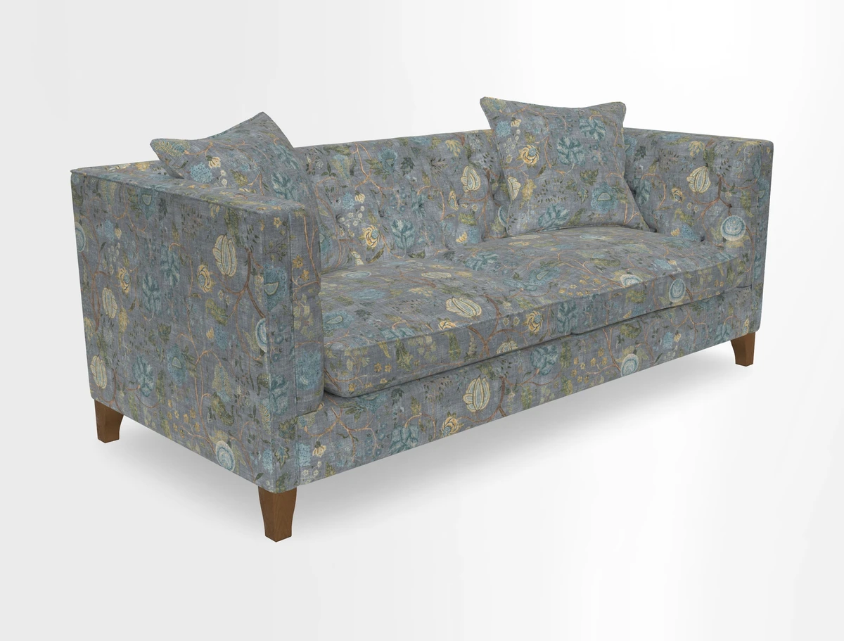 Haresfield 3 seater sofa in Whernside Spring Grass and Stockport Stripe Hunter 
