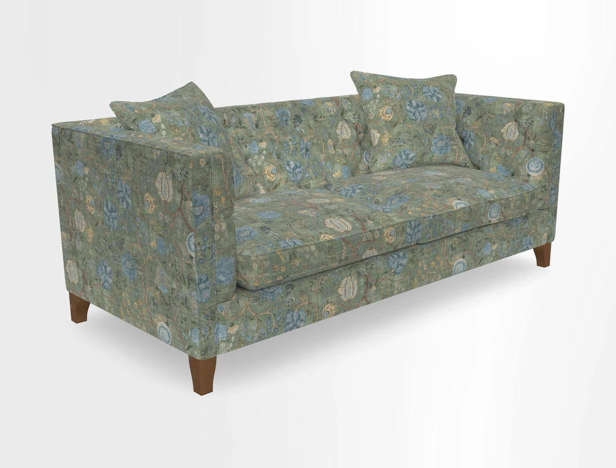 Haresfield 3 seater sofa in Whernside Spring Grass and Stockport Stripe Hunter 