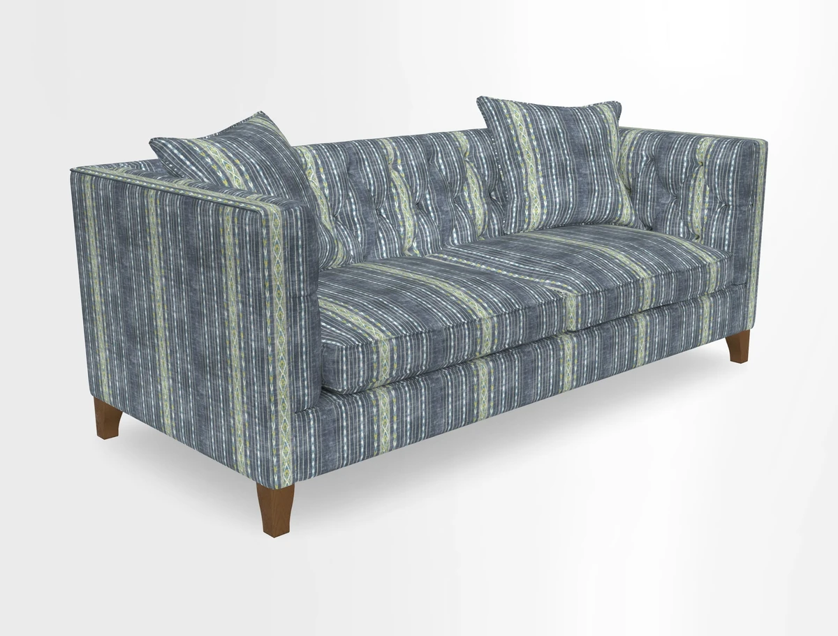 Haresfield 3 seater sofa in Whernside Spring Grass and Stockport Stripe Hunter 