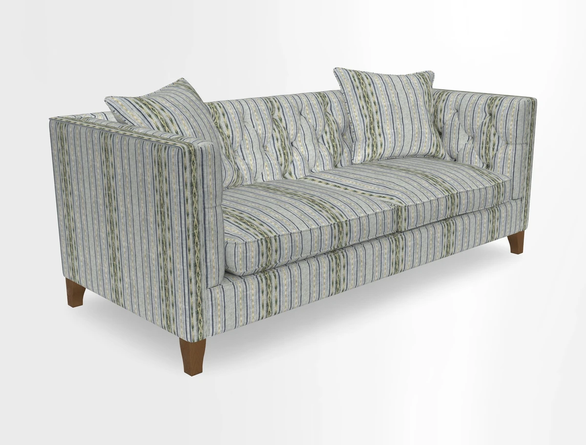 Haresfield 3 seater sofa in Whernside Spring Grass and Stockport Stripe Hunter 