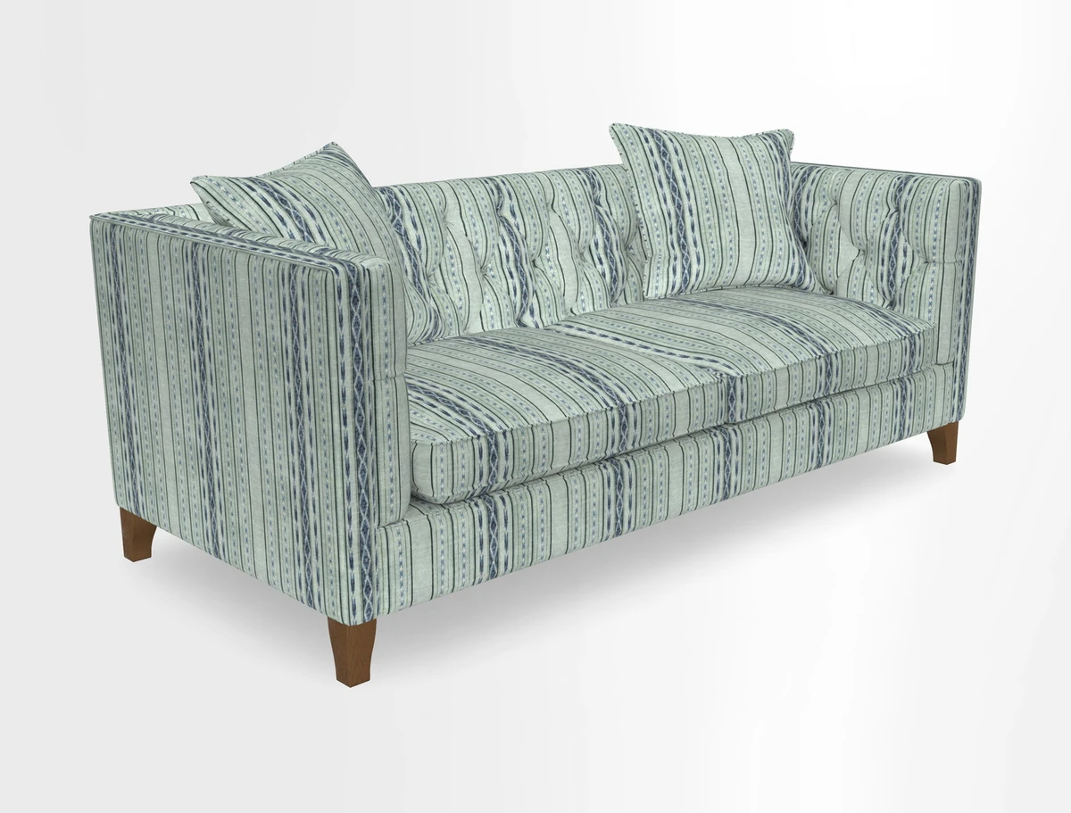 Haresfield 3 seater sofa in Whernside Spring Grass and Stockport Stripe Hunter 