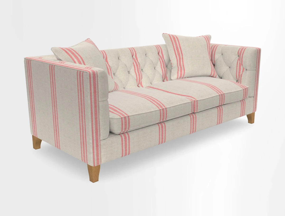 Haresfield 3 seater sofa in Whernside Spring Grass and Stockport Stripe Hunter 
