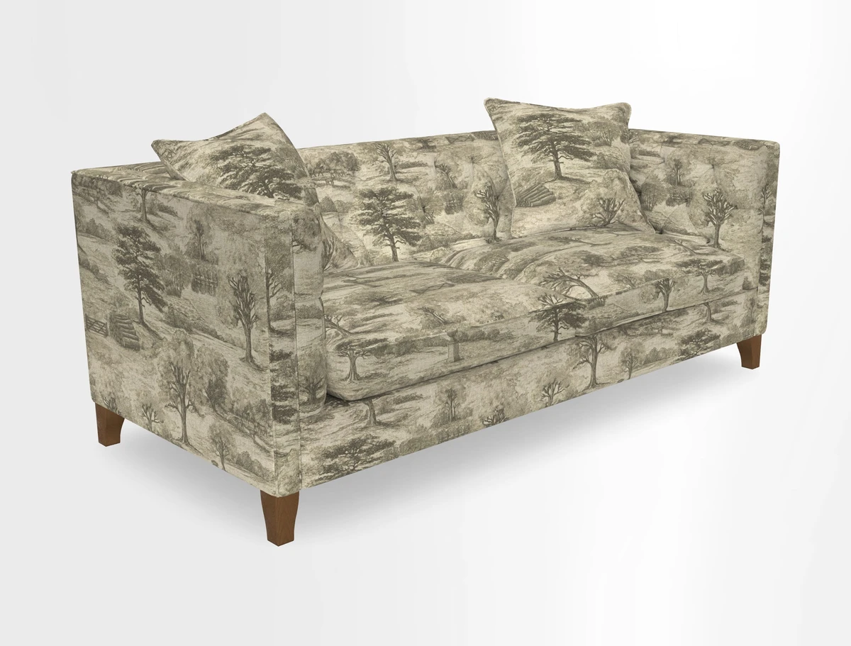 Haresfield 3 seater sofa in Whernside Spring Grass and Stockport Stripe Hunter 