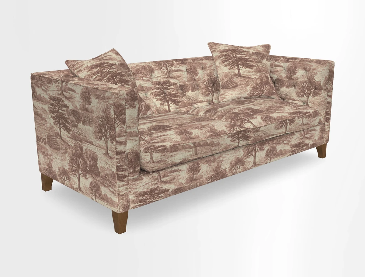 Haresfield 3 seater sofa in Whernside Spring Grass and Stockport Stripe Hunter 