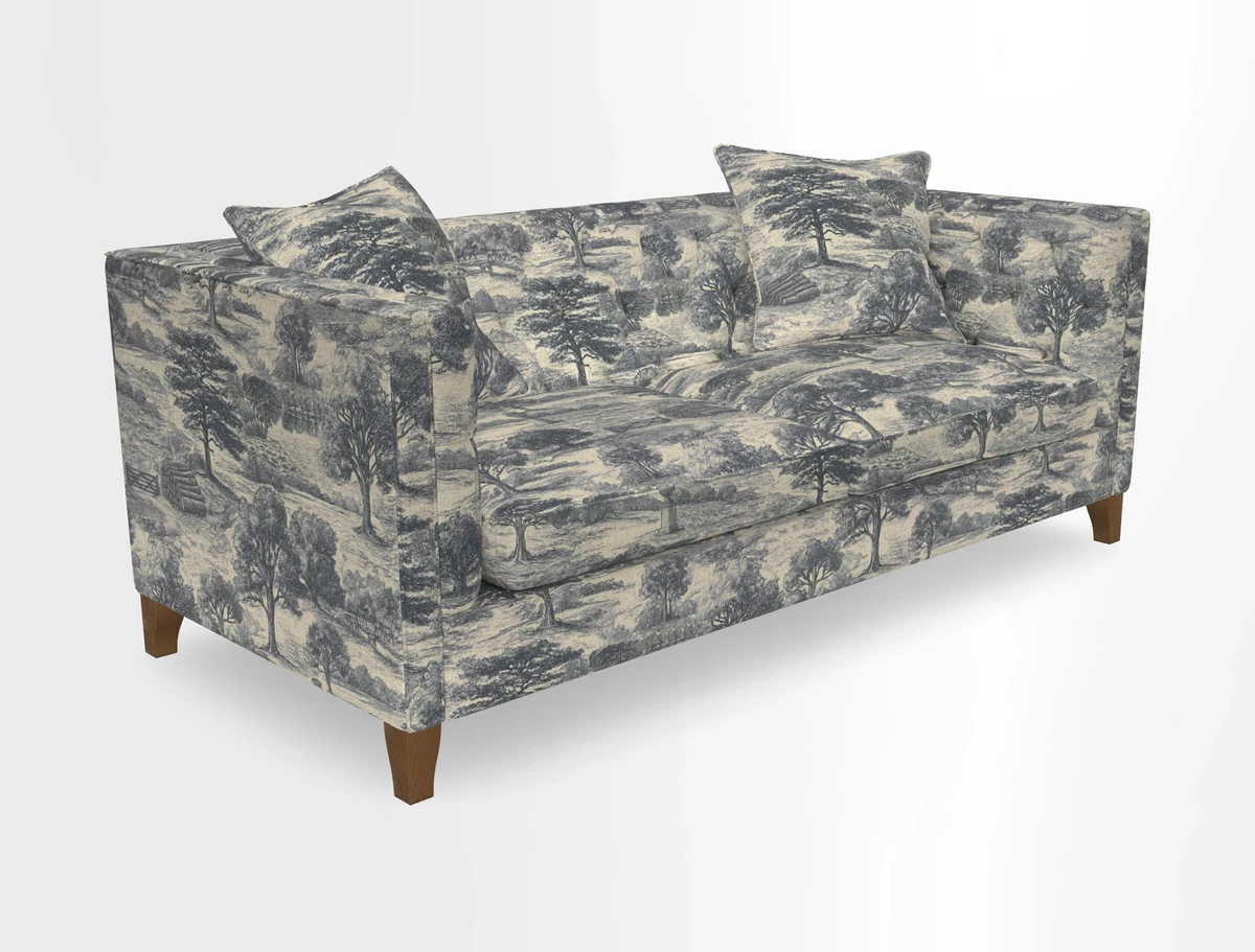 Haresfield 3 seater sofa in Whernside Spring Grass and Stockport Stripe Hunter 