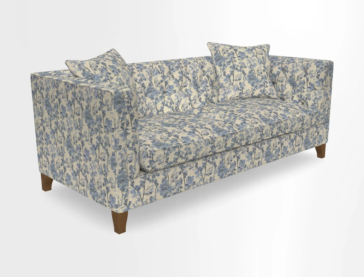 Haresfield 3 seater sofa in Whernside Spring Grass and Stockport Stripe Hunter 