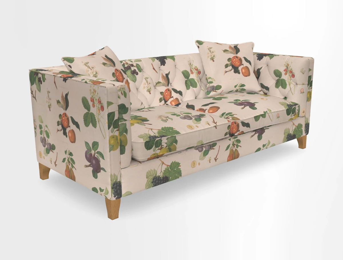 Haresfield 3 seater sofa in Whernside Spring Grass and Stockport Stripe Hunter 