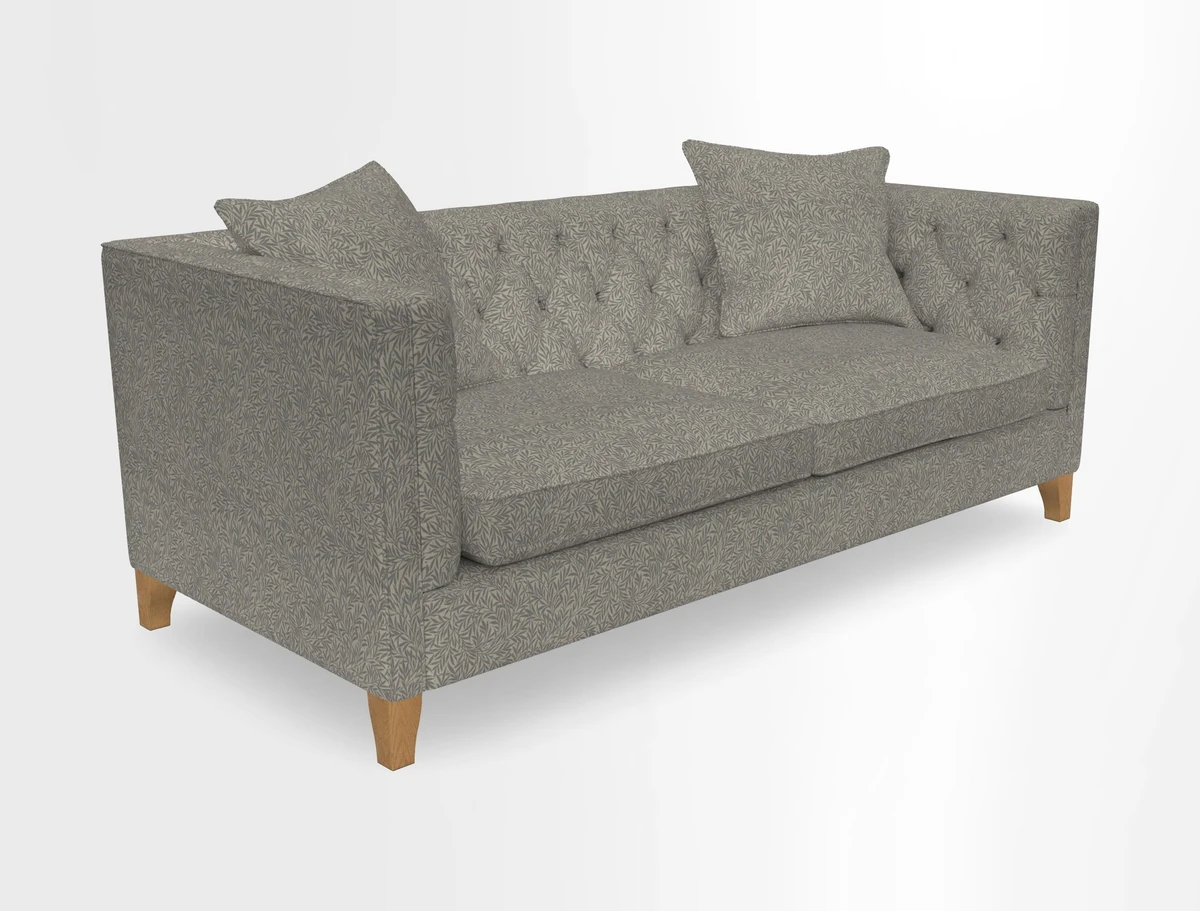 Haresfield 3 seater sofa in Whernside Spring Grass and Stockport Stripe Hunter 