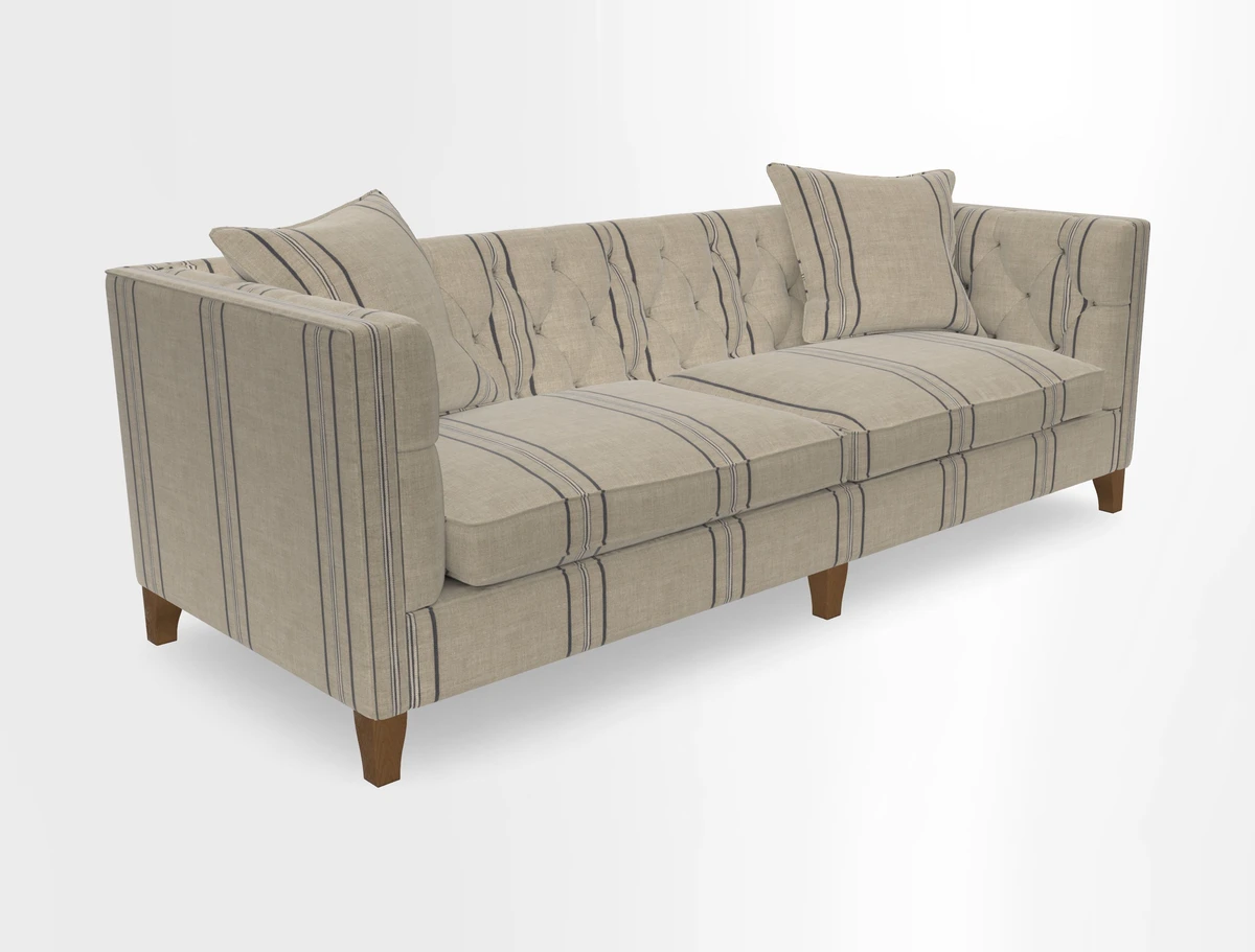 Haresfield 3 seater sofa in Whernside Spring Grass and Stockport Stripe Hunter 