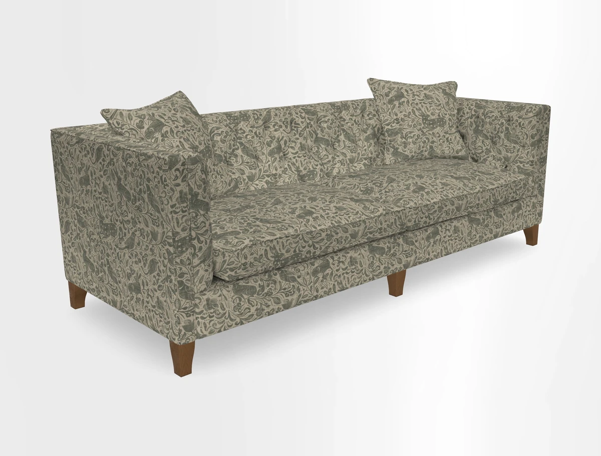 Haresfield 3 seater sofa in Whernside Spring Grass and Stockport Stripe Hunter 